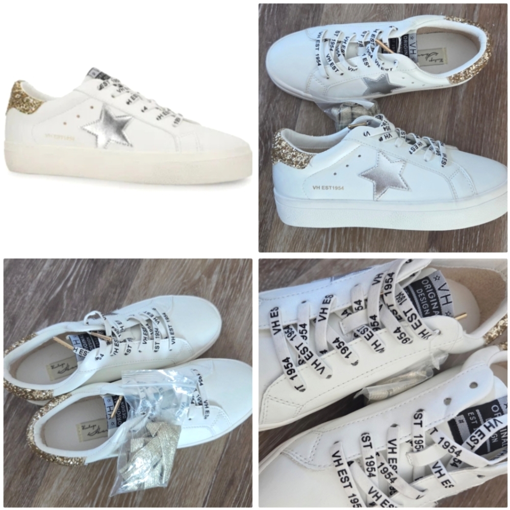 Vintage Havana Star Sneaker White Silver Gold Glitter Pop Slip On Logo Laces NWT